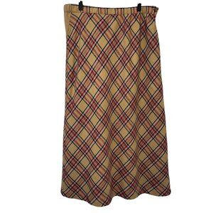 Sag Harbor Vintage 80s 90s Ladies Plaid Midi Skirt Preppy Size 14 Secretarial